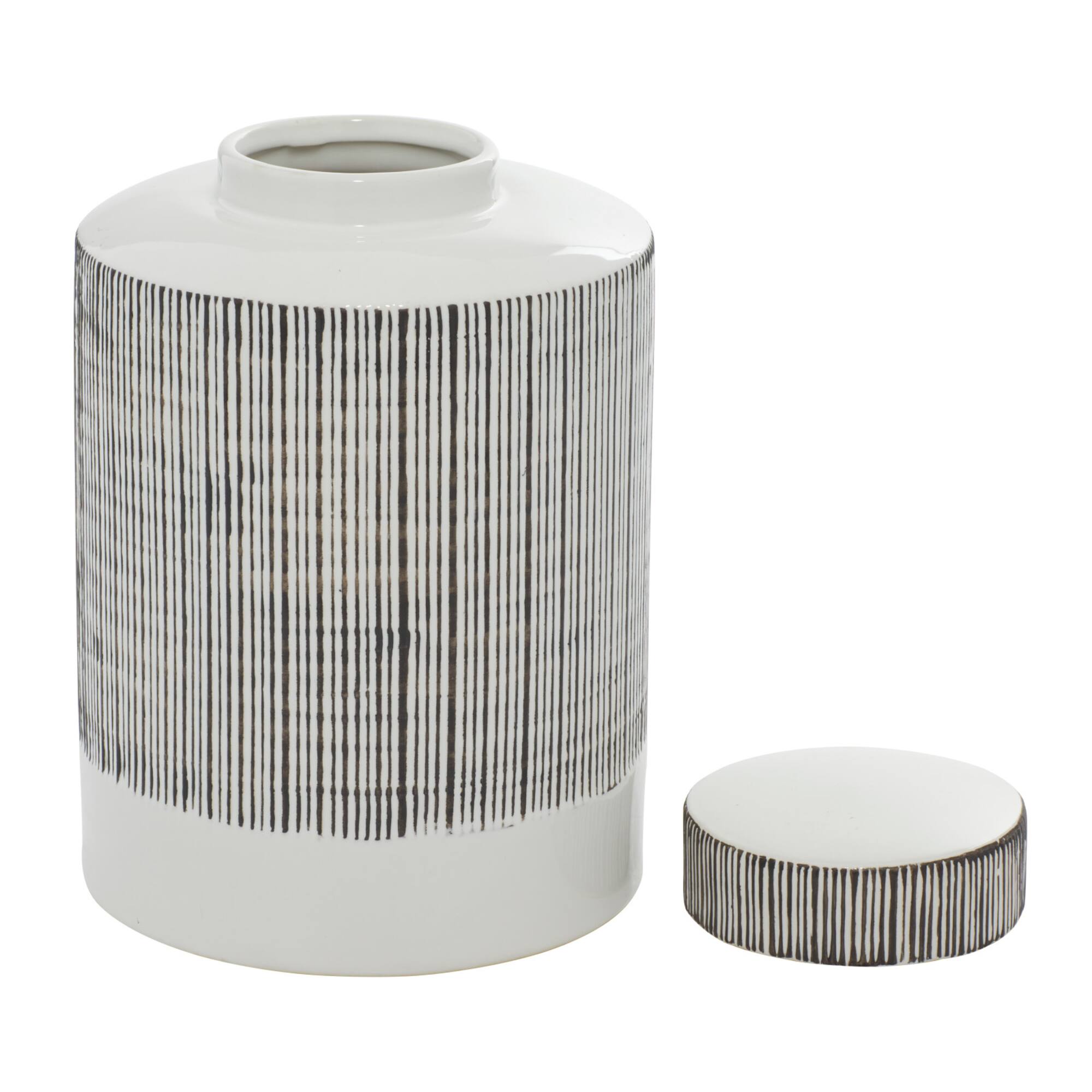 Black and White Ceramic Modern Jars, set of 2, 13", 11"